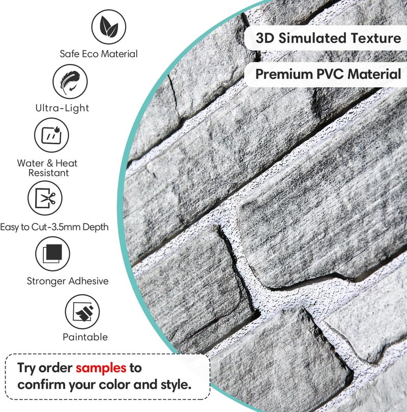 Commomy 12pcs Faux Stone 3D Wall Panels Peel and Stick - 22.8" x 11.8" Thin & UrltraLight Stone Textured Wall Panel for Interior Tile Kitchen, Bedroom,Living Room,TV Background,RV (Covers 22.48 sq.ft) - Image 3
